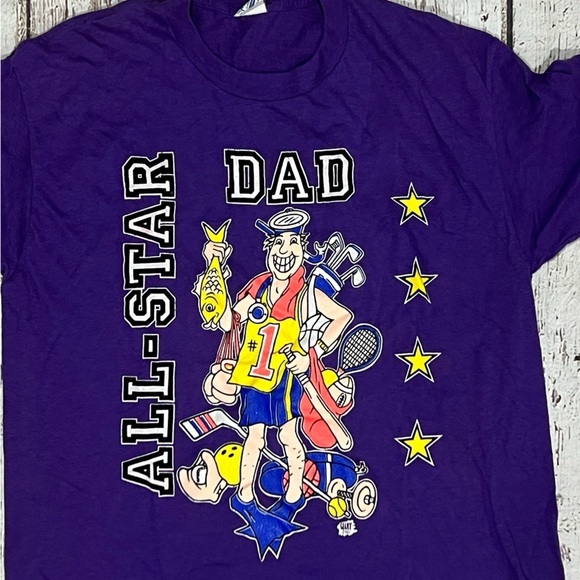 Vintage 80s All - Star Dad Father's Day 80s Dad Gift Crewneck Tee Tshirt - Picture 2 of 3